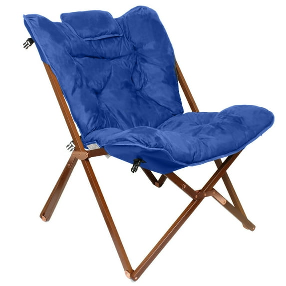 Zenithen Indoor Wood Butterfly Folding Accent Chair For Dorms, Bedrooms, and Living Rooms, Royal Blue