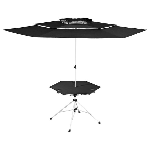 Zenithen Limited Black Roof Outdoor Folding Transportable Canopy Table With Cup Holders, Black