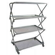Zenithen 4-Shelf Folding Rack with Wheels   Kitchen, Pantry & Home Storage, Gray
