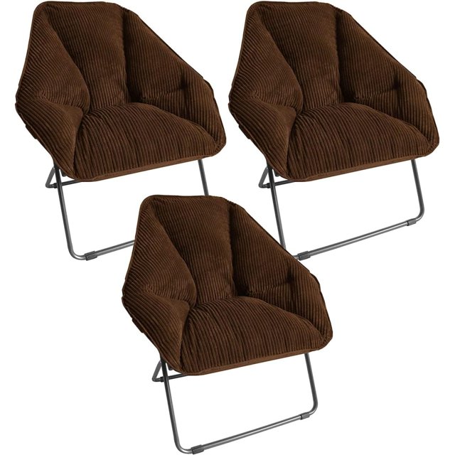 Zenith Bungee Folding Dish Chair – Purple, Pack Of 1, Circular Dorm/Bedroom Chair, 32.5in Height