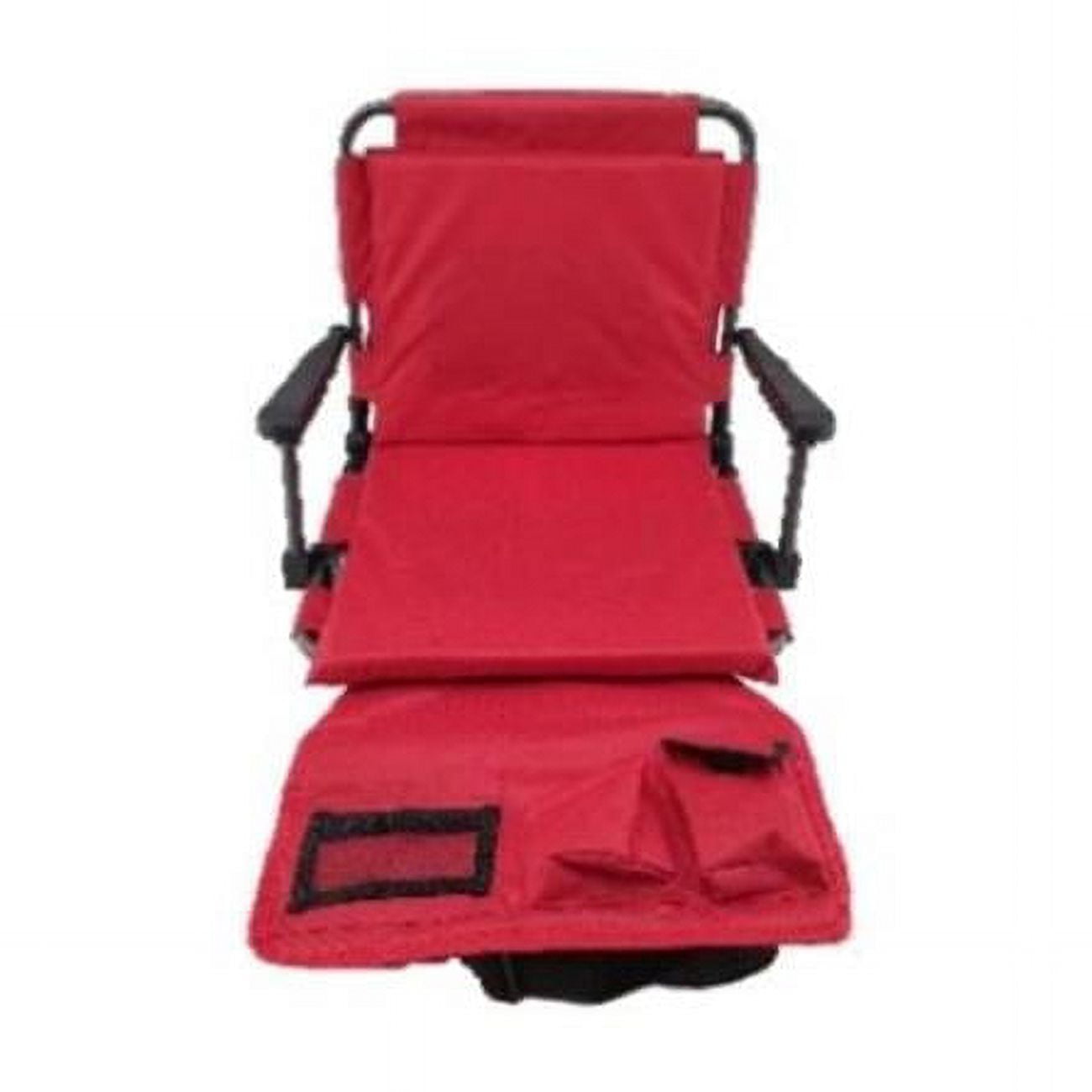 Dark Red and Gun Metal Gray Heated Stadium Seat with Steel Frame