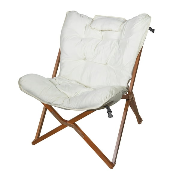 Zenithen Wooden Indoor Folding Chair, Creme White