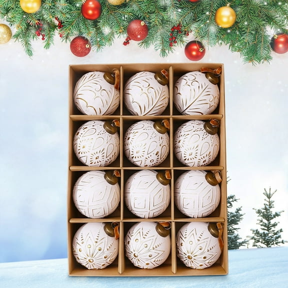 Zenithome 12-Pack Christmas Ball Ornaments Set, Holiday Tree Decorations, Plastic Hanging Ornaments for Xmas Party, Home, Mantel & Gift Packaging