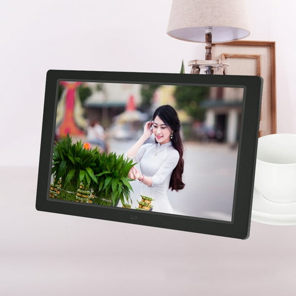 Zenithome 12Inch Hd Digital Photo Frame with Calendar Clock, 30.5X20X2.5In White Black, Plays Video Music for Home Office Gift Display