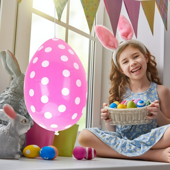 Zenithome 16Inch Colorful Inflatable Easter Eggs Ideal for Yard Decor, Party Games, and Kid-Friendly Fun