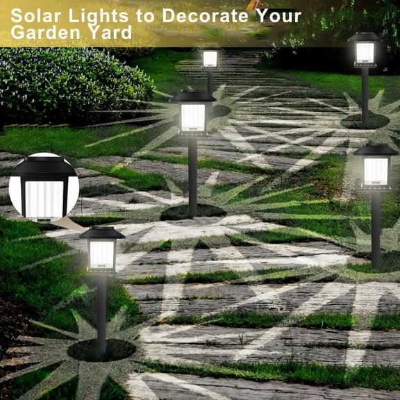 Zenithome 2 Pack Solar Lights Outdoor, Waterproof IP65 LED Solar Powered Garden Lights for Patio Yard, Auto On/Off, Easy Installation Landscape Lighting
