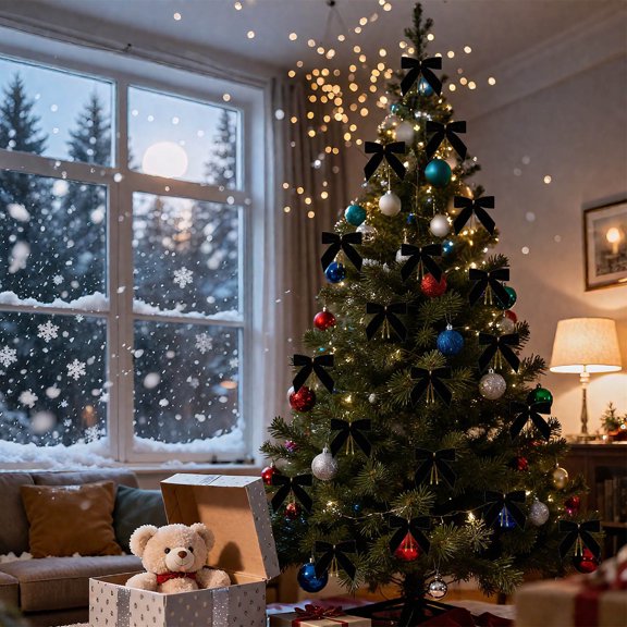 Zenithome 24-Pack Small Velvet Christmas Bows, 3.5 Inch Decorative Bows for Tree Wreath, Gift Wrapping, Crafts, Wedding Party Favors, Candy Bags & Home Holiday Decorations