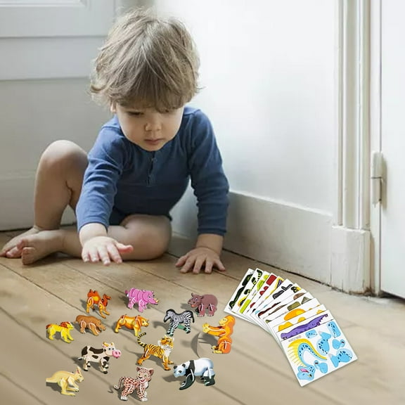 Zenithome 25Pcs 3D Animal Puzzle Vibrant Sturdy Polished Fun For Home Classroom Playdate Develop Hand Eye Coordination Fine Motor Skills