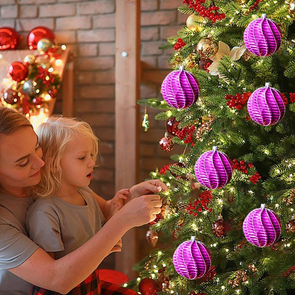 Zenithome 2Pcs Vivid Soft Lightweight Fluffy Flocked Christmas Ball In 3.14In Gold Red Coffee Purple For Xmas Tree Home Office Wedding Party Holiday Decor