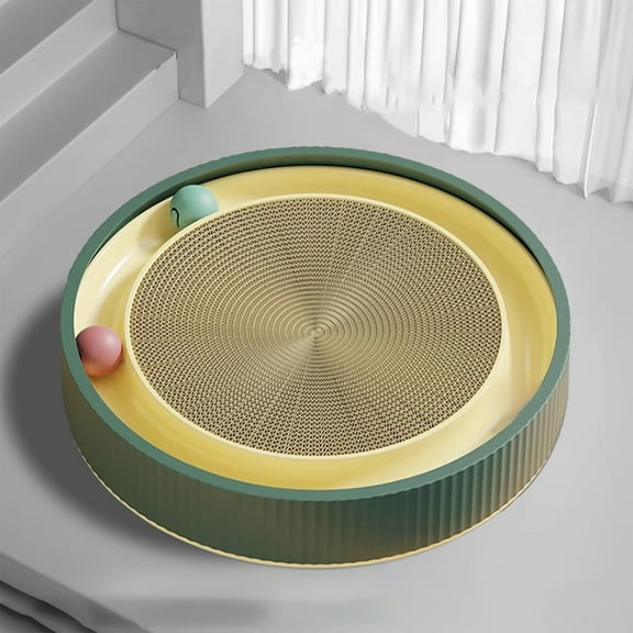 Zenithome 360° Rotating Cat Scratching Board Toy with Replaceable Scratch Pad, Interactive Carousel & Noise Maker for Active Cats, Durable ABS Plastic & Corrugated Cardboard, Non-Slip Base