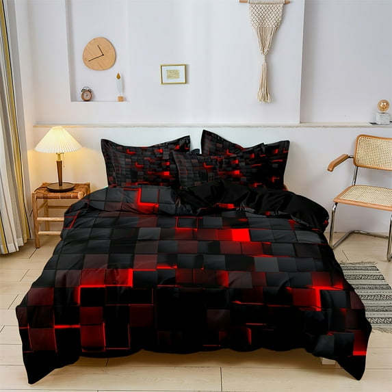 Zenithome 3Pcs Bedding Duvet Cover Set Blue Mint Green Red Purple Orange Green for Bedroom with Quilt Cover 86.61x78.74in and Pillowcases 29.53x19.69in
