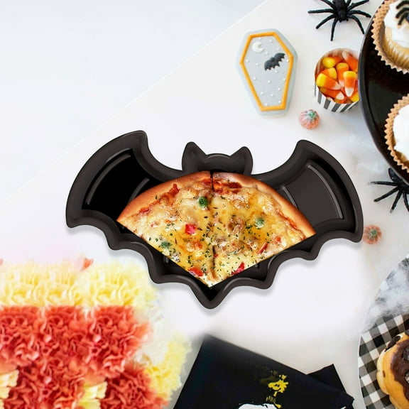 Eazy 3Pcs Halloween Plastic Serving Tray Pumpkin Ghost Bat Design Colorful Lightweight Watertight Sturdy for Party Candy Fruit and Home Decor