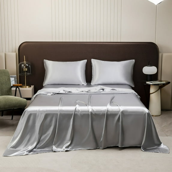 Zenithome 4Pc Soft Satin Hotel Sheet Set for Bedroom 153cm 60in