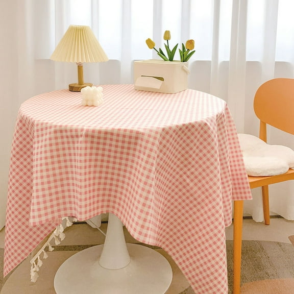 Zenithome 55 Round Spill-Proof Polyester Tablecloth for Party - Extra Soft Thick Wrinkle-Resistant Fabric - Pink Yellow Purple