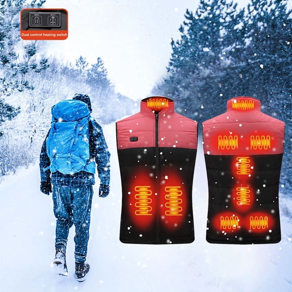 Zenithome 5V USB Heating Vest for Outdoor Indoor Winter, 1Pc Black/Pink 9-Zone Coat, 3 Temp Modes, Soft Polyester, Size S-5XL (Bust 40.16-51.18In)
