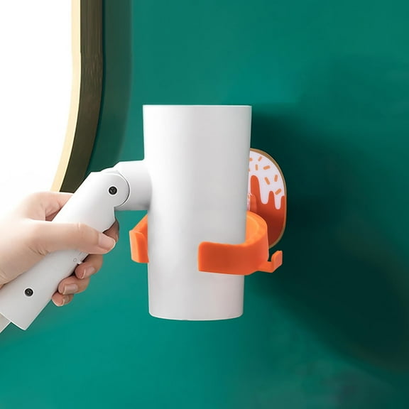 Zenithome Amber Orange Hair Dryer Rack In Sleek Sturdy Slip Resistant Elegant Design No Drill Self Adhesive Or Screw Mount for Bathroom Washbasin Toilet 3.93In X 3.15In X 0.79In