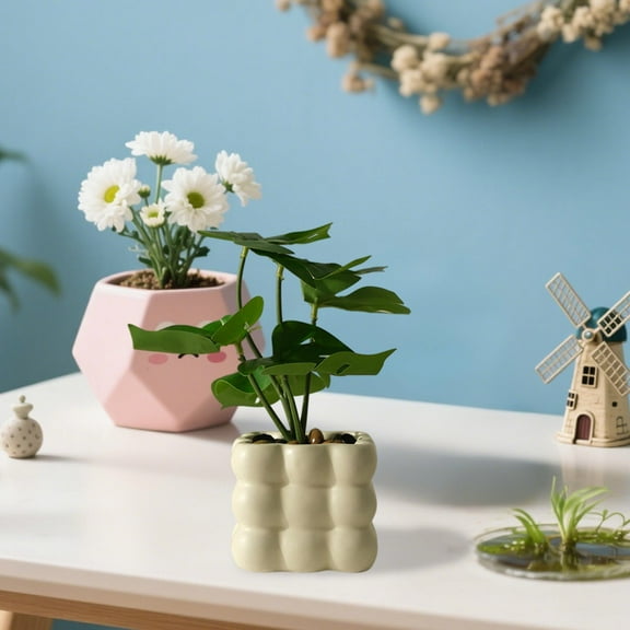 Zenithome Artificial Potted Plant for Home Office Desk Decor, Plastic Greenery Indoor Bonsai for Living Room Tabletop Decoration