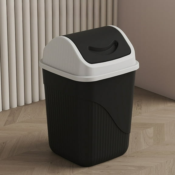 Zenithome Big Square Trash Can with Lid for Office Bathroom Bedroom Yellow Blue Black Purple Plastic Odor Control Bins 13.7x9.6x9.6in