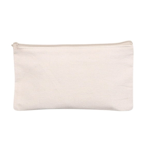 Zenithome Canvas Pencil Pouch Natural with Zipper for DIY Craft Canvas Multi-Purpose Travel Bags Bags Organization, 7.1" x 4.3" Makeup Organizer Bag - 100% Cotton Canvas Pen Pencil Case