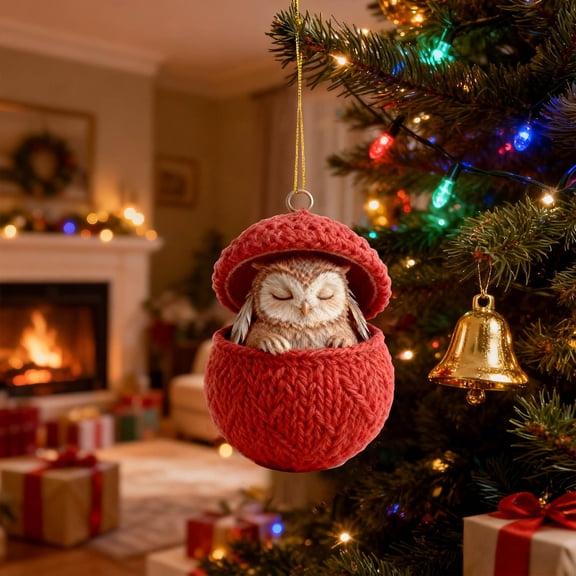 Zenithome Charming Cute Vibrant Acrylic Christmas Knit Ball Animal Ornament For Xmas Tree Garland Stocking Decor Adding Cozy Festive Warmth