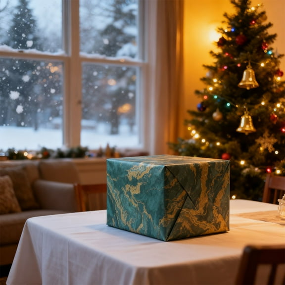 Zenithome Christmas Gold Foil Hot Stamping Wrapping Paper Red Green Thick Elegant Smooth 19.68x27.55in for Christmas Gift Wrapping Party Decor Card Tag Desktop Ornament Festive Metallic Gift