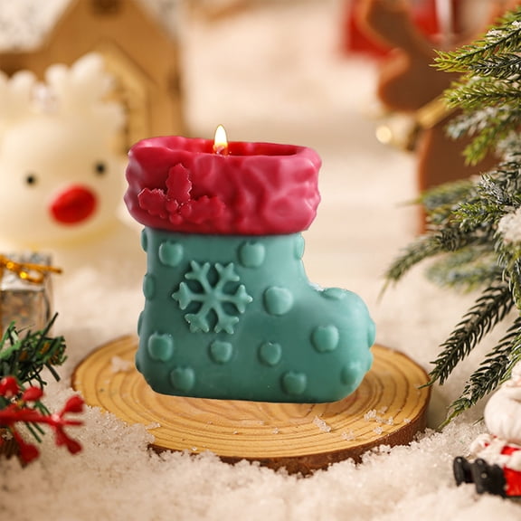 Zenithome Christmas Stocking Aromatherapy Candle Red Green Wax Romantic Fragrant Long Lasting Calming for Christmas Gift Birthday Reading and Bathing with 2.95X2.95X1.18In Size