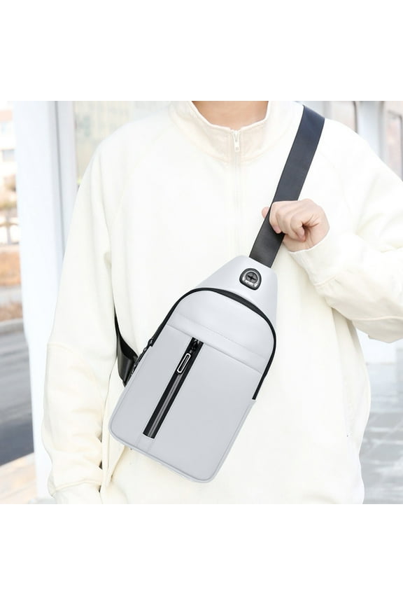 Compact Sling Bag for Men & Women, Adjustable Strap Chest Shoulder Pack, Travel Lightweight Daypack with Earphone Port, Fits Tablet & Essentials