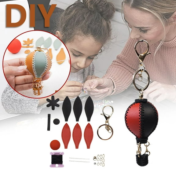 Zenithome Creative Handy Vivid Portable Diy Leather Hot Air Balloon Pendant Kit with Canvas Thread Metal Parts for Gift Making Festival Anniversary Daily Surprise