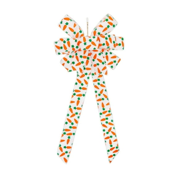 Zenithome Cute Vivid Durable Colorful Nylon Spandex Easter Carrot Border Glitter Bow for Front Door Wreath Fence Decoration In 23.62x10.63In