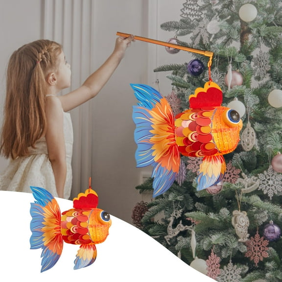 Zenithome DIY Goldfish Paper Lantern Kit with Battery, Traditional Chinese Festival Decoration for Christmas & New Year, Home Party Decor