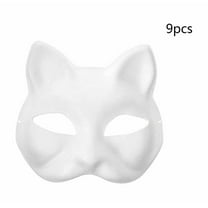 Zenithome DIY Paintable Blank White Paper Masks for Halloween Cosplay, Masquerade Party Favors, Carnival, Christmas & Kabuki Dress Up - Half Face Unpainted Handmade Costume Mask (3/6/9 Pack)
