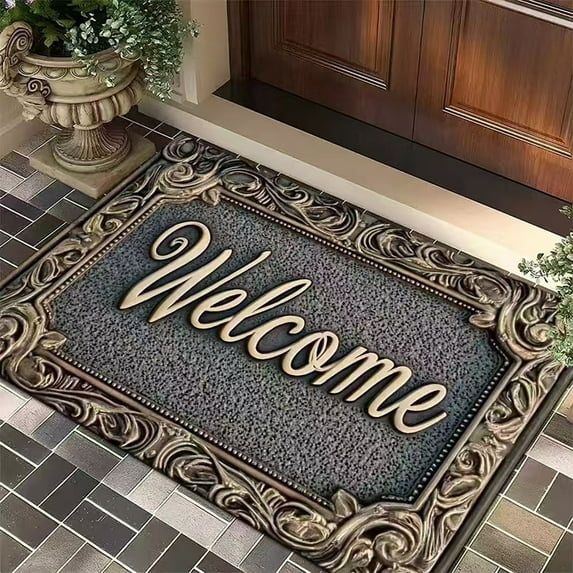 Zenithome Diatomite Bathroom Mat, Super Absorbent Silicone Entry Door Mat, Non-Slip Floor Mat for Shower, Kitchen, Laundry Room, Easy Clean Vintage Design Home Decor