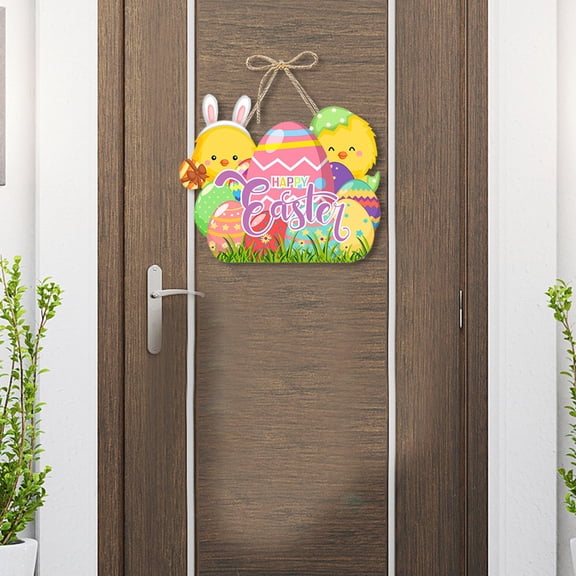 Zenithome Easter Cute Rabbits Paper Door Hanging Multicolor Lightweight Vivid 12.5Inx11.8In for Front Door Window Wall Party Scene Decor
