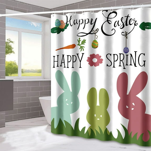 Zenithome Easter Shower Curtain, Waterproof Vivid Colorfast Soft Thick Washable, Multicolor, 70.86In X 70.86In, for Home Bathroom Hotel Rv Decor