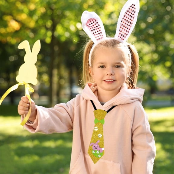 Zenithome Easter Tie Chicken Bunny Egg Glitter Bow Tie Multicolor Adorable Sparkly Adjustable 9.84x3.07In for Easter Party School Cosplay Photo Shoot