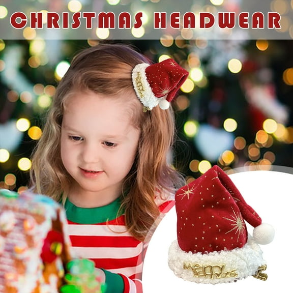 Zenithome Festive Christmas Hat Hair Clip Headpiece, Soft Hair Accessory Ornament for Holiday Parties & Gifts, Secure Non-Slip Clip for All Hair Types