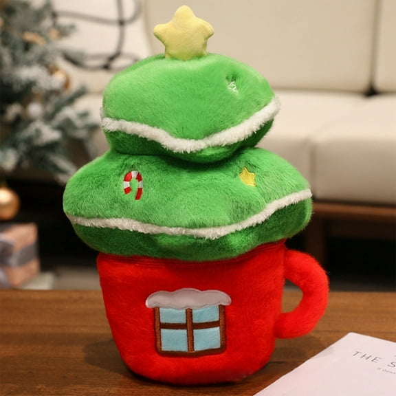Zenithome Festive Christmas Plush Toy Set - Santa Claus Tree Cup Ornament, Soft Cloth Holiday Home Decor Office Gift for Family & Friends