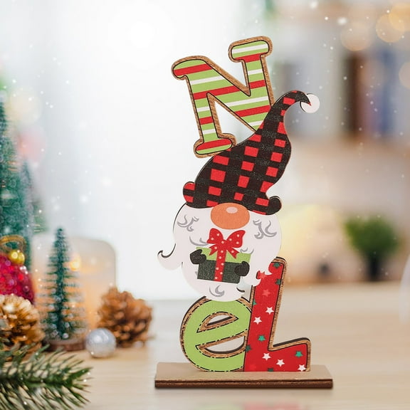 Zenithome Festive Wooden Santa Claus Ornaments, Snowman & Gnome Figurines for Christmas Home Decor, Desktop Tabletop Shelf Decoration Accessories