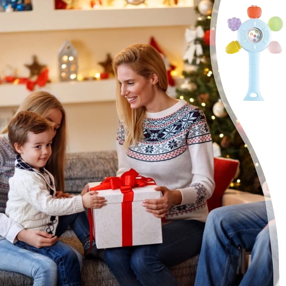 Zenithome Fruit Ringing Stick Blue Vibrant Soft 5.2In X 3.1In X 1.1In Play At Home On Travel During Nap Boost Chewing Grasping Sensory Fun