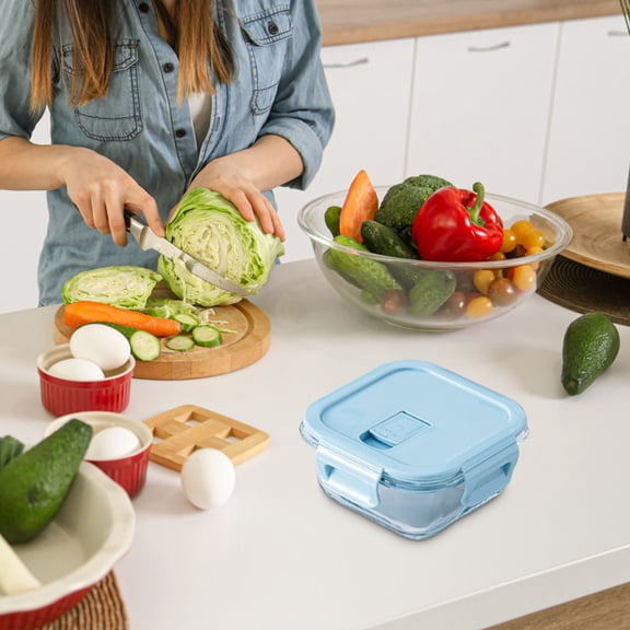 EazyTech Glass Bento Box Clear Sturdy Smooth Microwave Safe for School Office Picnic Fresh Keeping Easy Clean