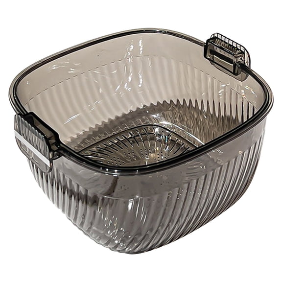 EazyTech Gray Double Layer Drainage Basket Large Capacity Sturdy Fine Holes Non Slip for Kitchen Sink Living Room and Fruit Washing