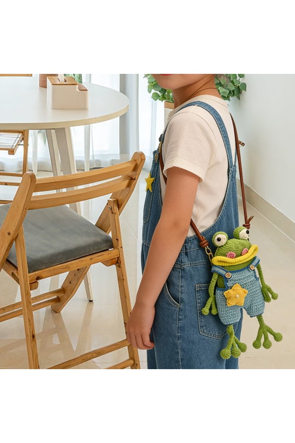 Handmade Crochet Big Mouth Frog Crossbody Bag Cute Soft Spacious Versatile For Casual Travel And Shopping