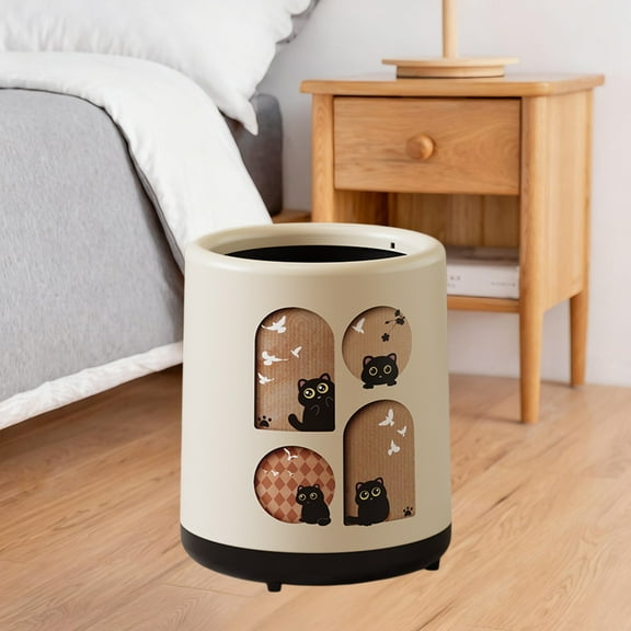 Zenithome Household Trash Can with Lid Wheels for Bedroom Living Room Kitchen White Plastic Durable Stylish Multi-functional Bins 11.61x9.29x9.29in