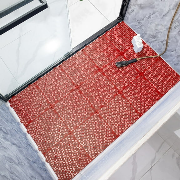 Zenithome Interlock Non-Slip Bathroom Mat Waterproof PVC Flooring Modular Drainage Tiles for Shower Pool Patio Gym Fast Drying Anti-Skid