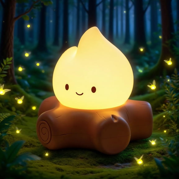 Zenithome LED Campfire Night Light, 800mAh, for Halloween Room, Dimmable & Warm Yellow & Rechargeable