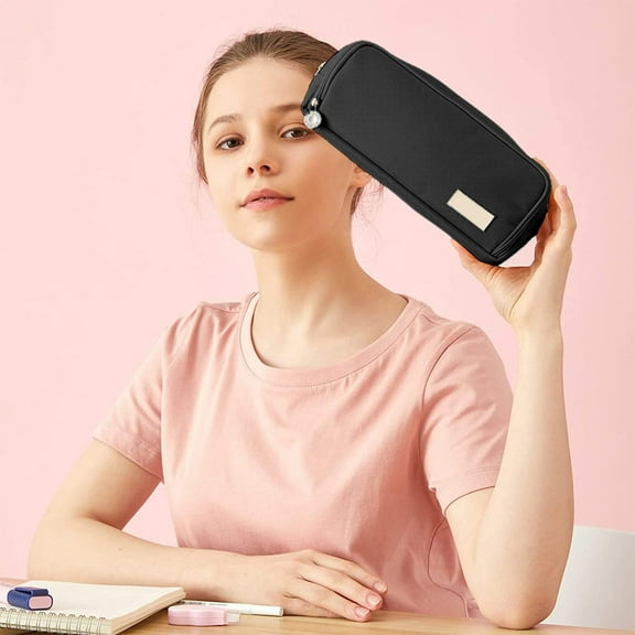 Zenithome Large Capacity Cloth Stationery Pouch, Multi-Compartment Double Opening Pen Case for Organization, Waterproof Washable Zipper Pencil Bag, Travel Makeup Art Supply Storage, Multicolor Design