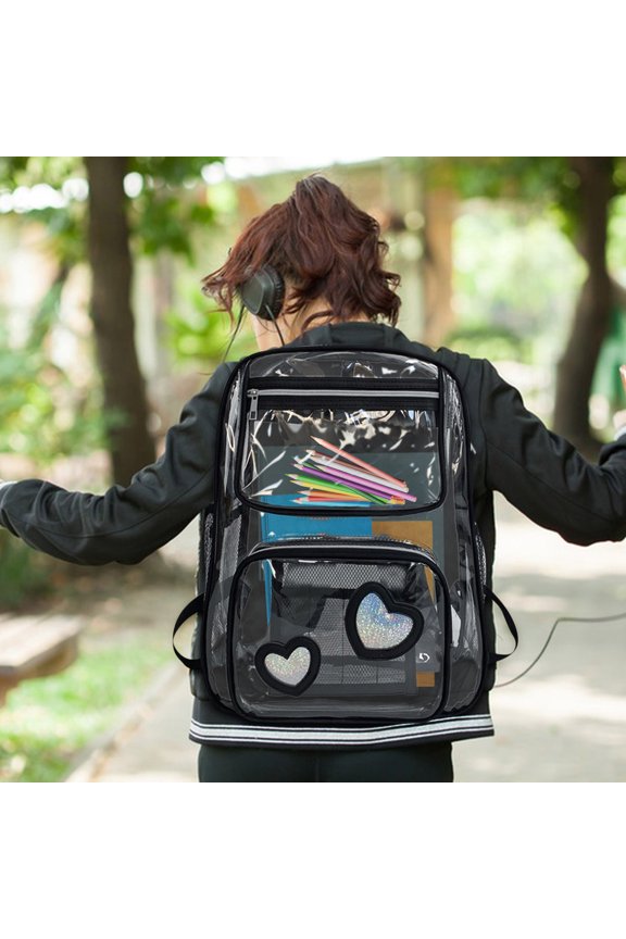 Large Capacity PVC Transparent Backpack for Travel, Adjustable Shoulder Straps, Durable & Easy-Clean Material