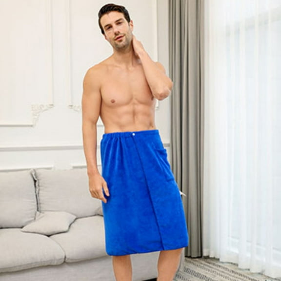 Zenithome Men's Wearable Bath Towel with Pockets - Soft, Absorbent, Quick-Dry Polyester Beach Towel for Swimming, Sauna, Gym, 55x28 Inches