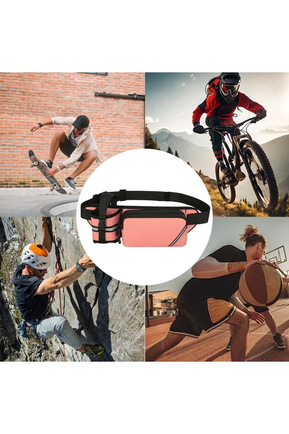 Multifunctional Sports Water Bottle Waist Pack, Running Fanny Pack with Adjustable Strap, Waterproof Nylon Crossbody Bag for Outdoor Fitness Hiking Mountaineering