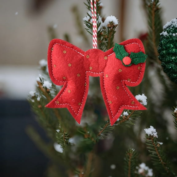 Zenithome Non Woven Fabric Xmas Ornament 4.7 * 3.9In Charming Vivid Soft Lightweight For Tree Decor Party Styling Diy Gift Topper Snowflake Holiday Pattern